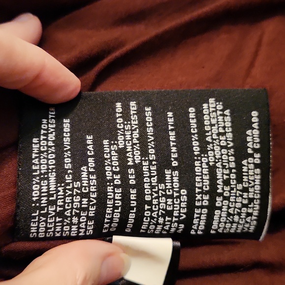 Michael Kors burgundy leather moto jacket quilted - Picture 5 of 8